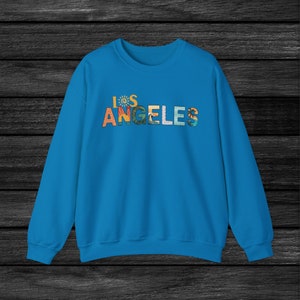 Los Angeles California womens floral sweatshirt gifts for her mothers gifts California travel sun beach surfing sunset lover.