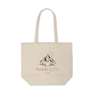 Park City Utah Berg Leinwand Einkaufstasche Bauernmarkt wiederverwendbare Tasche Wandern Camping Angeln frische Produkte Tasche Outdoor-Abenteuer Liebhaber.