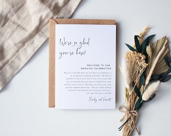 Modelo de carta de boas-vindas de casamento, cartão de casamento editável, carta de bolsa de boas-vindas, nota de boas-vindas do hotel para impressão, download instantâneo, 5x7, #Emily