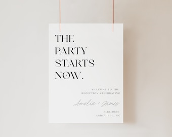Plaque de bienvenue pour mariage modifiable, plaque de bienvenue de réception 18 x 24, plaque La fête commence maintenant, plaque de bienvenue rétro, plaque La fête commence ici, bricolage
