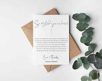 Plantilla de nota de bolsa de bienvenida para invitados de boda, plantilla de carta de bienvenida editable, carta de bolsa de bienvenida, nota de bienvenida imprimible, descarga instantánea