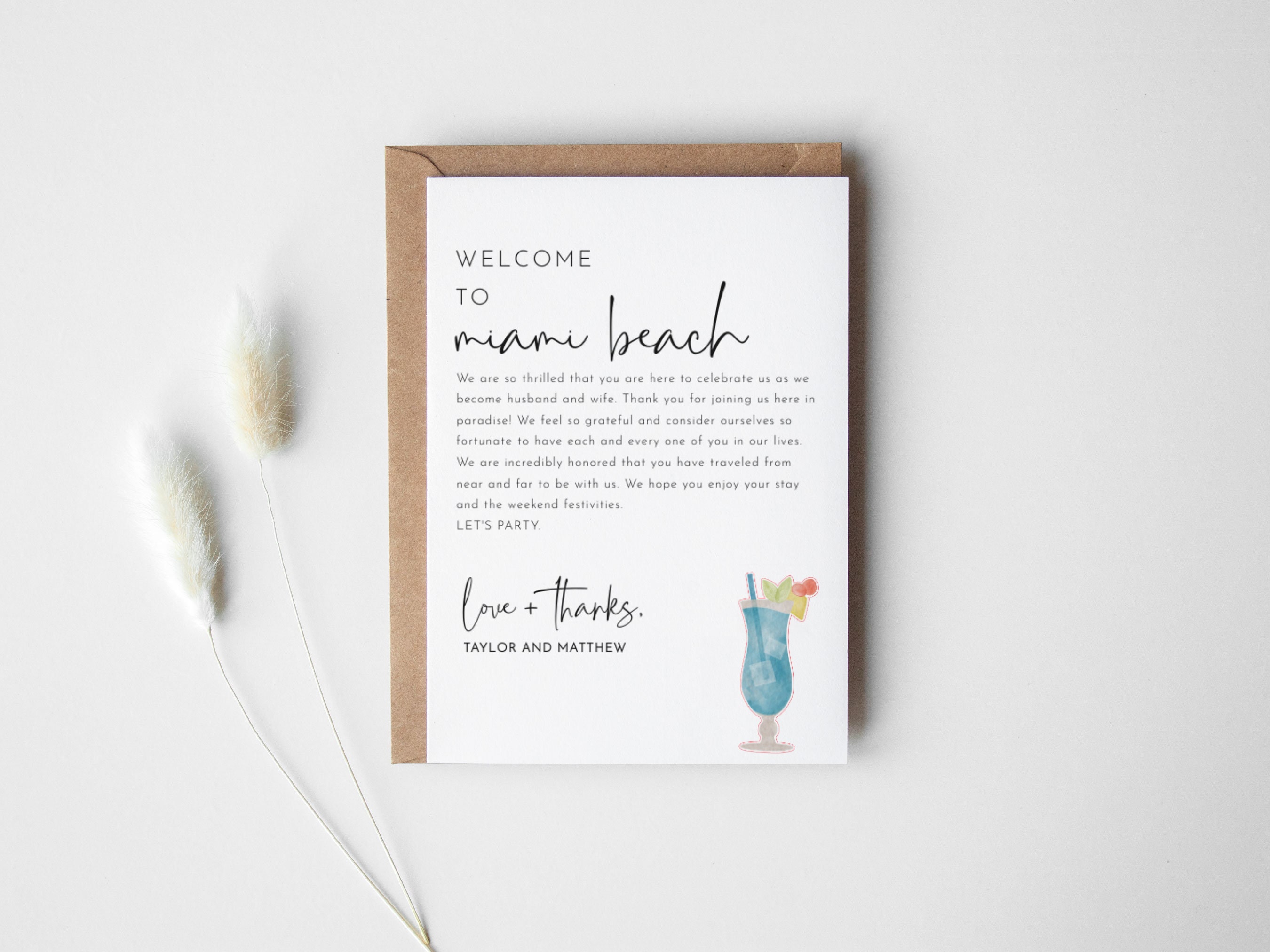 Welcome Message For Case File Hotel Guest Bag Welcome Note EDITABLE, Beach Wedding Welcome Letter ...