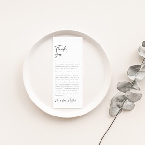 Plantilla de carta de agradecimiento, nota de servilleta de agradecimiento de boda, tarjeta de agradecimiento de boda, nota de agradecimiento de configuración de lugar, descarga instantánea, #Samantha