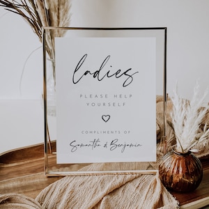 Wedding Bathroom Sign, Wedding Bathroom Basket Sign, Ladies & Gents Bathroom Wedding Sign, Please Help Yourself Sign, 5X7, #Samantha