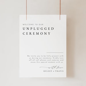 Hochzeit Willkommensschild 18x24, Unplugged Zeremonie Schild, Unplugged Hochzeit Schild, 18x24, bearbeitbar, DIY, Sofort Download, Printable, #Kelsey