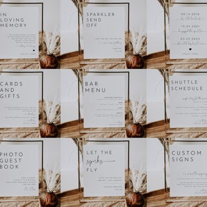 Minimalist Wedding Reception Sign Bundle, 20 Printable Wedding Signs Bundle, DIY Wedding Sign Template Bundle, Instant Download, #Joselyn