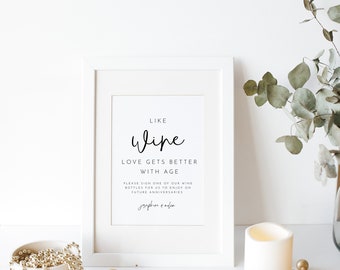 Sign Our Wine Template, Printable Wedding Wine Sign, Like Wine Sign Template, Sign Our Wine ...