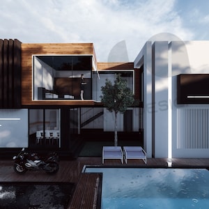 House Plan / Modern Villa Design | 2 Storey | 1969.79 SQFT( 183 m2) | Render / 3D / Revit CAD / PDF File (Imperial+Metric Units)