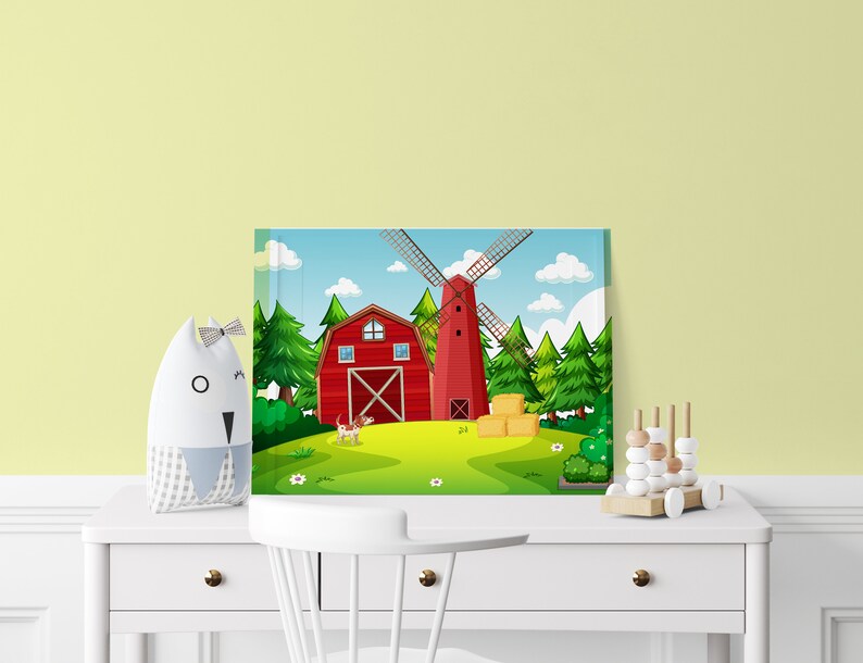 Barn Farm Wall Art Barn Doors Red Barn Standing Puppy Etsy