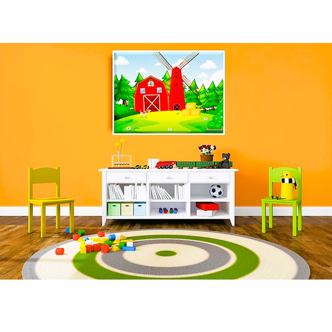 Barn Farm Red Barn Wall Art Nursery Prints Kids Wall Décor Etsy