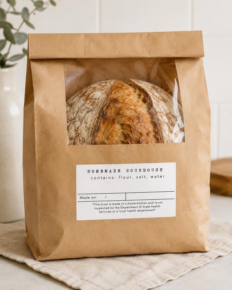 Cottage Food Sourdough Labels Printable 2x4 | Homemade Bread Packaging ...