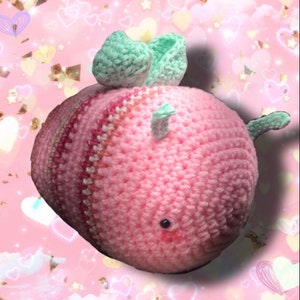 Big Strawberry Crochet Pink Bee
