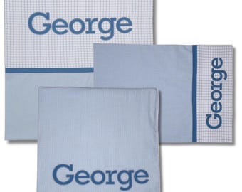Personalized Boys Nap Set: Custom Pillowcase, Blanket & Mat Cover