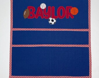 Personalized School Desk Caddy: Chair Back Organizer with Pockets