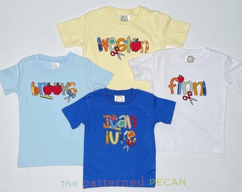 Custom Kids Back to School Shirt: Appliqued Name Shirt