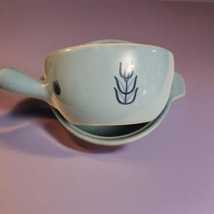 MCM Cronin Blue Tulip Casserole/Bean Pot/Spouted Pot