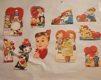 10 Vintage unused valentine cards