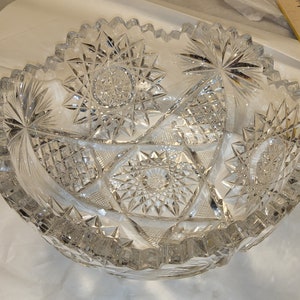 ABP American Brilliant Round Bowl Hobstars And Fan Design 8&quot; In Diameter