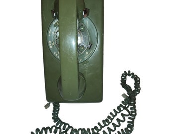 Vintage Moss/Avocado Green Western Electric Wall Phone