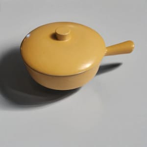 Vintage Yellow Casserole Lidded and Handled Dish