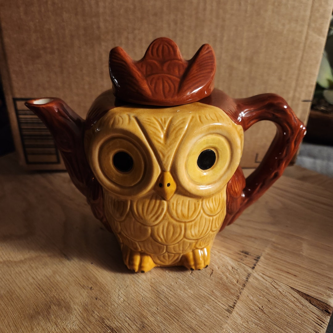 Vintage Ceramic Owl Teapot Retro Kitchen Decor Etsy