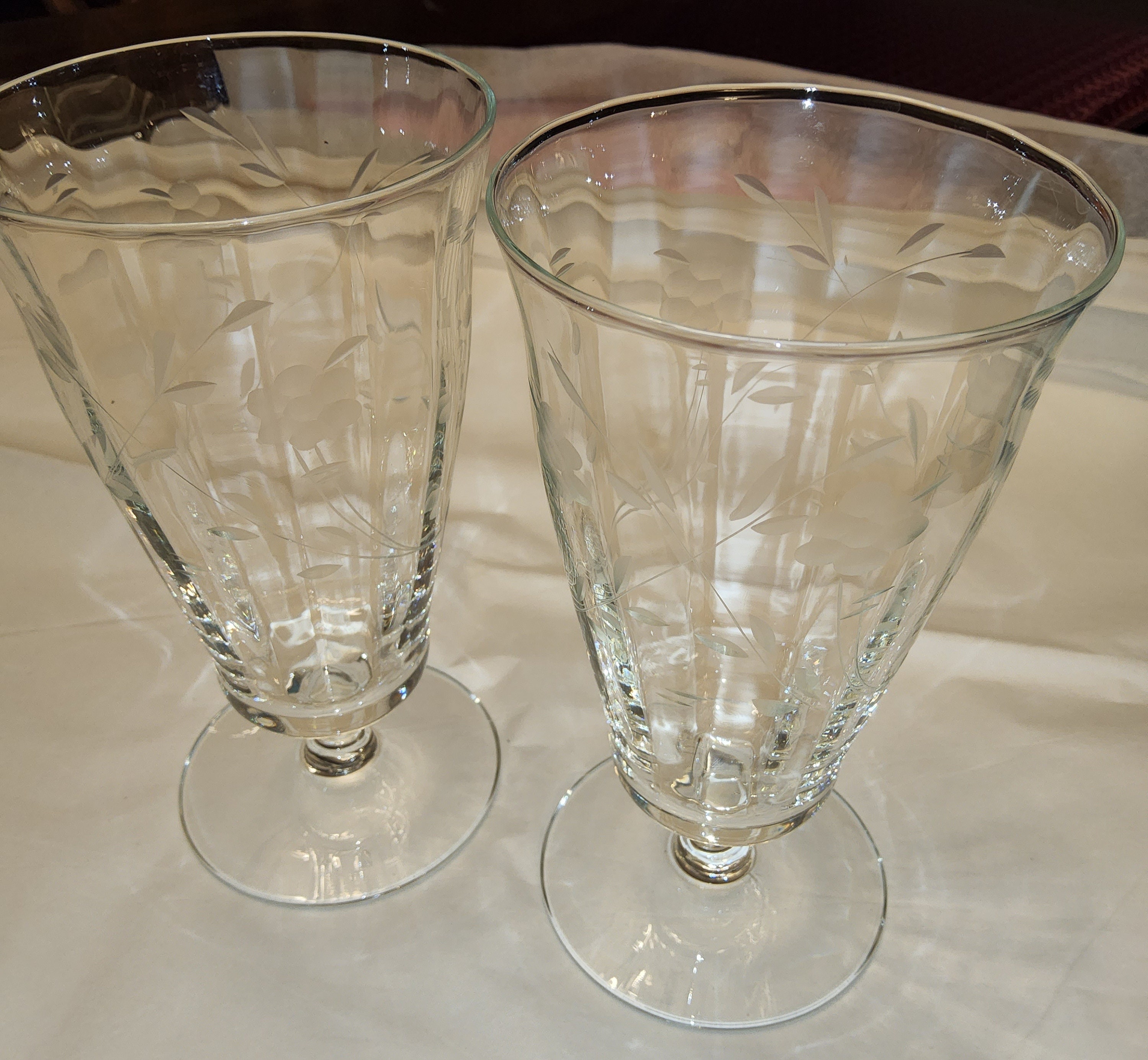 Set of 4, Etched Grapes Cluster Iced Tea Glasses, 16 Ounces. –