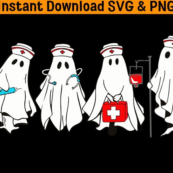 Ghost nurse Png nurse halloween shirt design for nurse life halloween shirt spooky nurse halloween ghost Nurse Halloween SVG Png for nurse