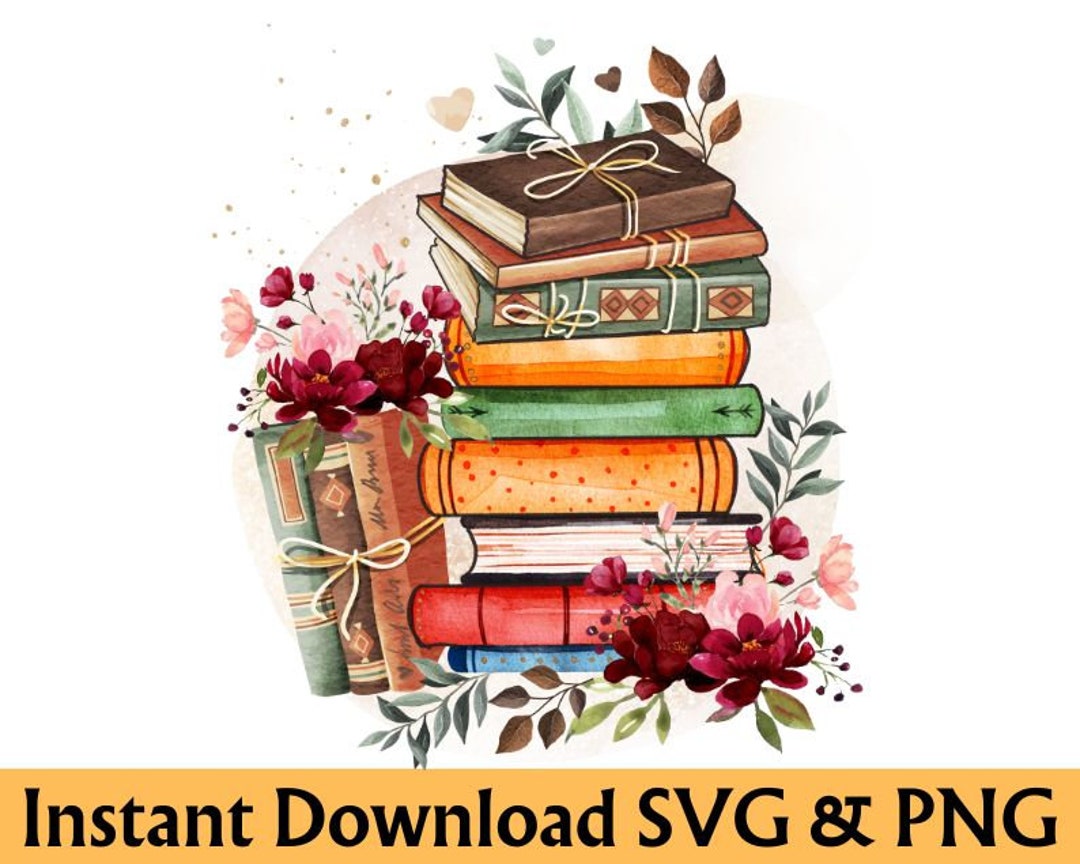 Floral Book Svg Flower Book Svg Librarian Svg Reading Svg Book Lover