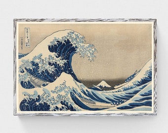 KATSUSHIKA HOKUSAI, The Great Wave (Kanagawa oki nami ura), 1830/33, Giclee Art Print of a color woodblock print, Living Room Wall Art