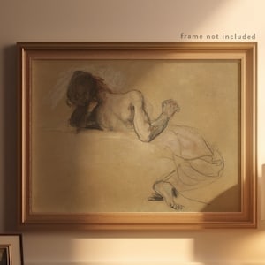 EUGÈNE DELACROIX, &quot;Crouching Woman&quot; (1827), Giclee Fine Art Print, Romanticism, Wall Decor, Housewarming Gift, Collectible