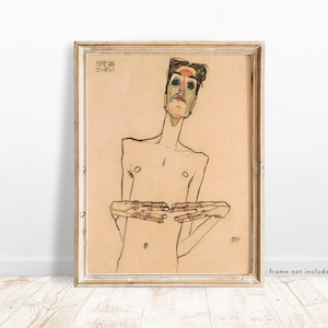EGON SCHIELE, &quot;Erwin Dominik Osen Sich mit den Fingerspitzen berührend (&quot;Mime Van Osen&quot;)&quot; (1910), Giclee Fine Art Print, Expressionismus.&quot;