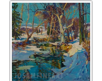 THOMAS P. BARNETT, "February Snow" (1925), Giclee Fine Art Print, Impressionism, Wall Decor, Housewarming Gift, Collectible