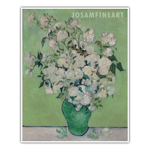 VINCENT VAN GOGH, &quot;Roses&quot; (1890), Giclee Fine Art Print, Impressionism, Wall Decor, Housewarming Gift, Collectible