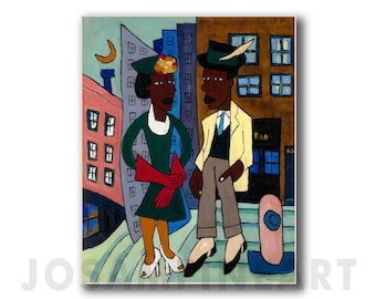 WILLIAM H JOHNSON, &quot;Street Life, Harlem&quot; (1939), Giclee Fine Art Print, African American Art, Wall Decor