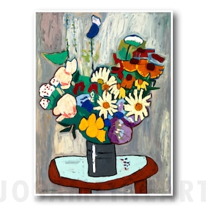 WILLIAM H. JOHNSON, &quot;Flowers&quot; (1939-1940), Giclee Fine Art Print, African American Art, Housewarming Gift, Collectible