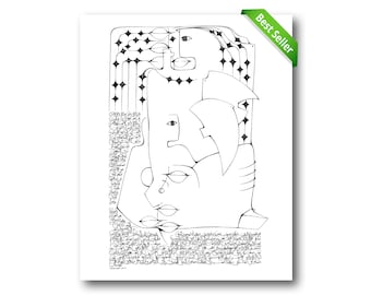 MONA SAUDI, "Homage to Mahmoud Darwish" (1979), Giclee Fine Art Print, Middle Eastern Art, Wall Decor, Housewarming Gift, Collectible