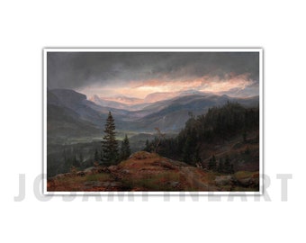 JOHAN CHRISTIAN DAHL, View over Hallingdal, 1844, Giclee Art Print of an Oil on canvas, Living Room Wall Art, Wall Decor