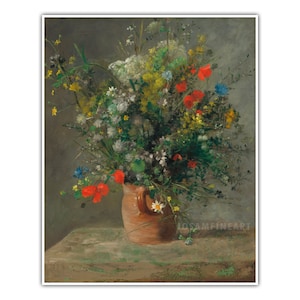 AUGUSTE RENOIR, "Flores en un jarrón" (c. 1866), Impresión giclée de bellas artes, Posimpresionismo, Decoración de pared, Regalo de inauguración de casa, Coleccionable