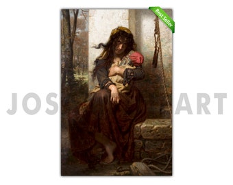 BRIGHTER VERSION Hugues Merle, &quot;The Lunatic of Étretat&quot; (1871), Academic Art, Giclee Fine Art Print, Wall Decor, Housewarming Gift