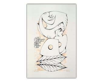 MONA SAUDI, "Homage to Mahmoud Darwish -4-" (1980), Giclee Fine Art Print, Middle Eastern Art