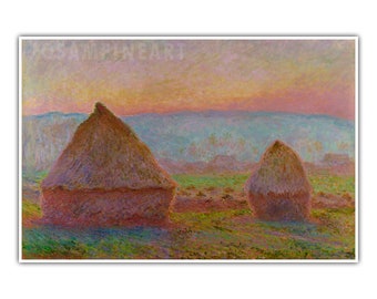 CLAUDE MONET, « Des tas de céréales à Giverny ; le soleil du soir » (1888/1889), giclée d'art, Museum of Modern Art de Saitama, Japon