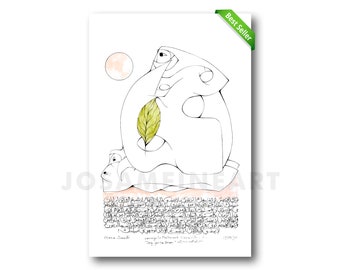 MONA SAUDI, "Homage to Mahmoud Darwish -6- 'Song to the Green'" (1977), Giclee Fine Art Print, Middle Eastern Art