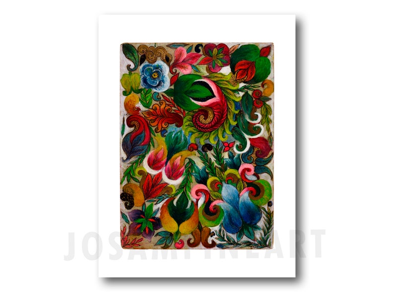 MINNIE EVANS, Sans titre motif floral 1963, impression jet d'encre fine art, art afro-américain, décoration murale, cadeau de pendaison de crémaillère, design d'intérieur image 1