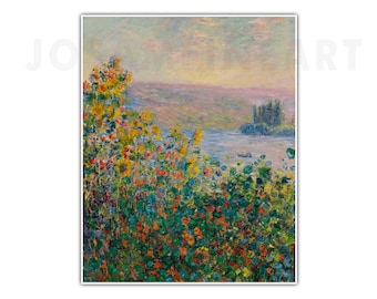 CLAUDE MONET, « Parterres de fleurs à Vétheuil » (1881), impression giclée d'art, impressionnisme, décoration murale, cadeau de pendaison de crémaillère, objet de collection