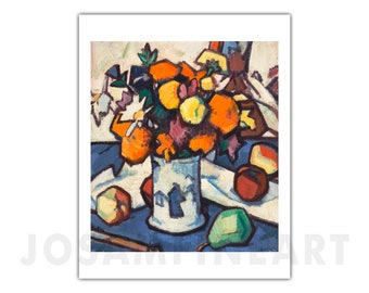 SAMUEL JOHN PEPLOE, "Flowers and Fruit" (1914), Giclee Fine Art Print, Flower Art, Post-Impressionism, Wall Decor, Housewarming Gift