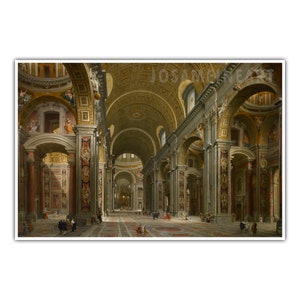 GIOVANNI PAOLO PANINI, &quot;Interior of St. Peter’s, Rome&quot; (1731), Giclee Fine Art Print, Baroque, Wall Decor, Housewarming Gift, Collectible