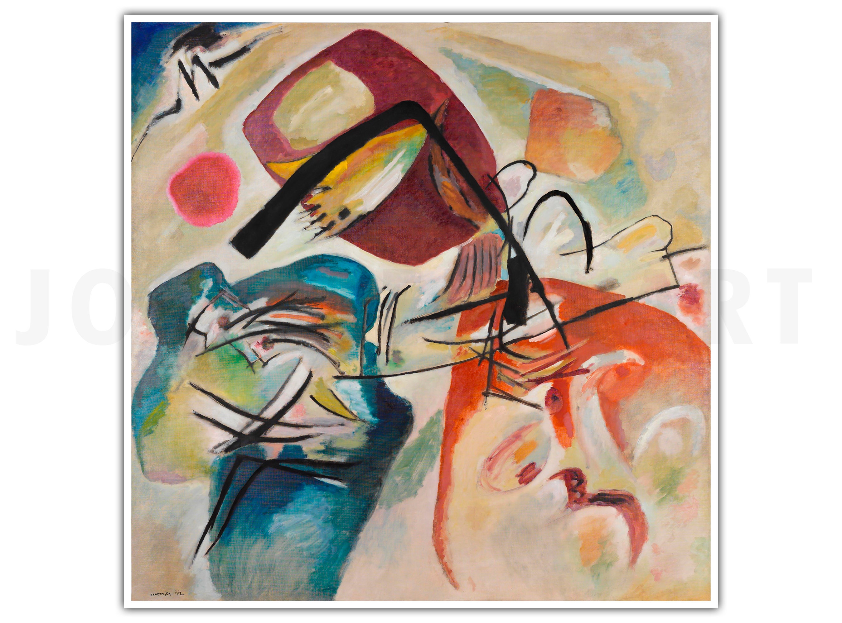 ワシリー・カンディンスキー、「黒いアーチのある絵」1912年、抽象芸術、ジクレー版画、壁装飾 - Etsy 日本, image size:2700x2000