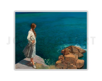 LAURA KNIGHT, &quot;At the Edge of the Cliff&quot; (1917), Giclee Fine Art Print, British Impressionism, Wall Decor, Housewarming Gift