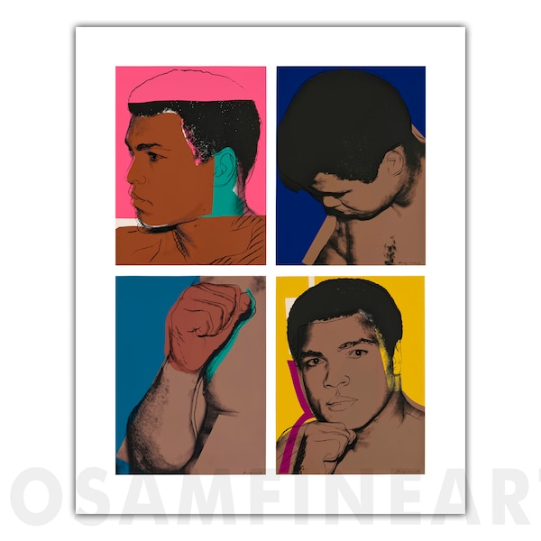 ANDY WARHOL, "Muhammad Ali (complete set of four)" (1978), Giclee Fine Art Print, Pop Art, Wall Decor, Housewarming Gift