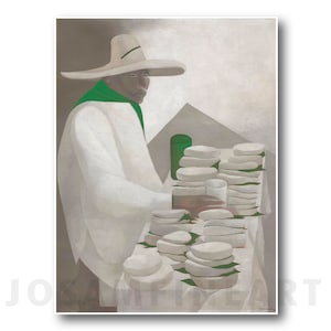 RICARDO MARTÍNEZ, &quot;Vendedor de quesos&quot; (1958), Giclee Fine Art Print, Mexican Art, Wall Decor, Housewarming Gift, Interior Design